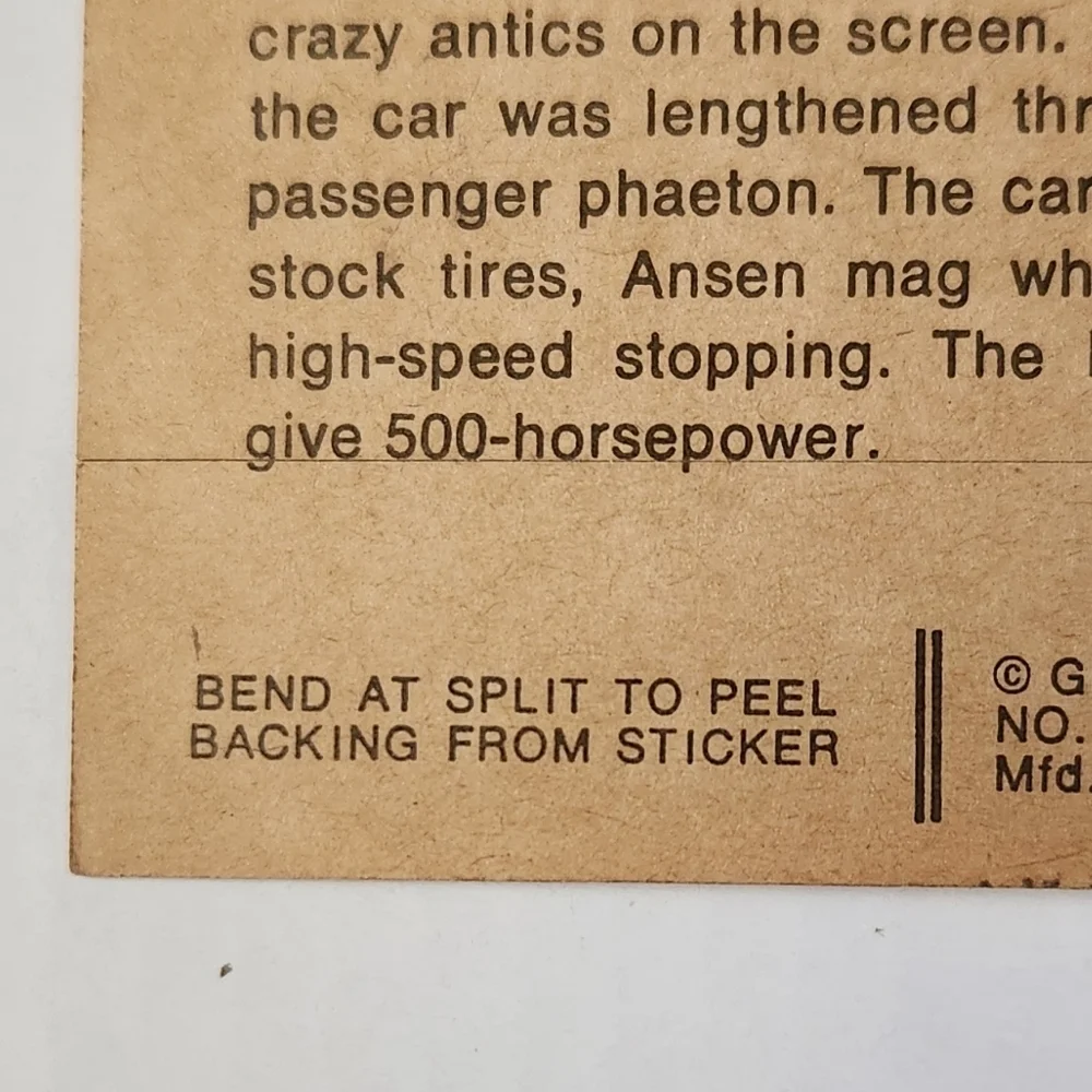 Vintage 1974 Fleer Movieland Hall of Fame Sticker - 1966 Monkeemobile